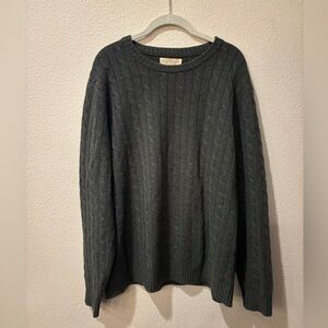 Elliot Mulryan Men’s Cashmere V-Neck Cable-Knit Sweater size XL charcoal grey